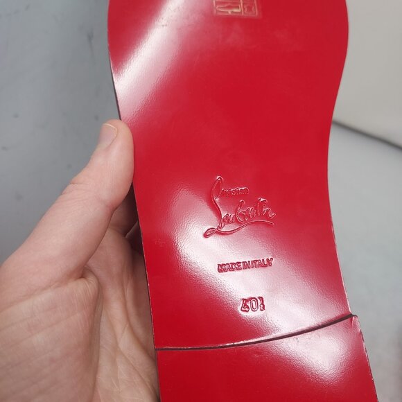 Christian Louboutin Black Flat CL Logo Mule Slide Sandal - Picture 5 of 9